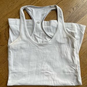 White Lulu workout crossback tank